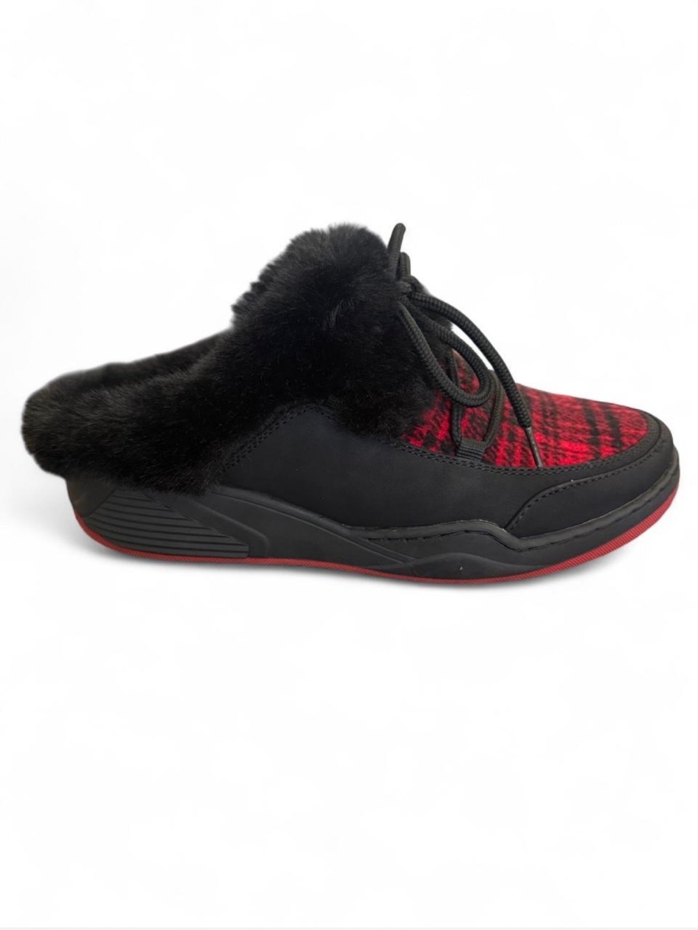 NWT Baretraps Landon Clog Slippers - Black/Red Plaid | Size 7